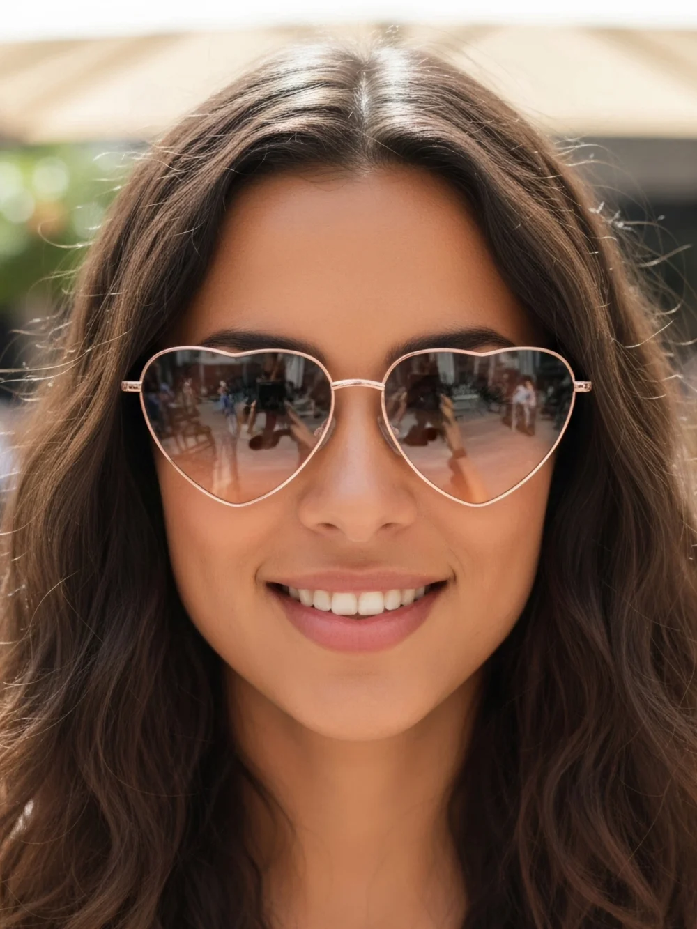 Y2K Festival Rose Gold Heart Sunglasses & Denim Case Set